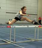 Lauren Beales (Gateshead Harriers) winner of  the under-13 girls 60 metres hurdles.